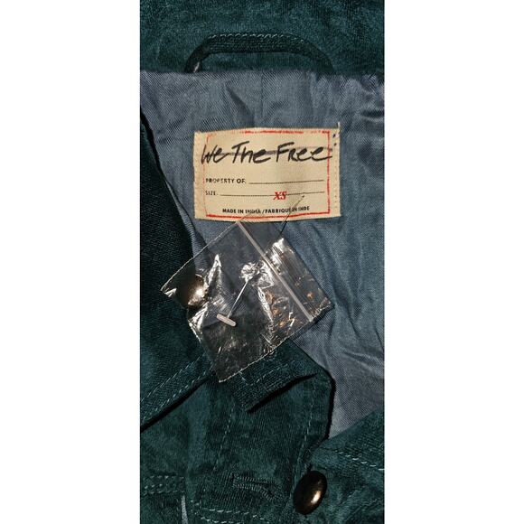 New FREE PEOPLE We The Free Officer Velvet Jacket $198 X-SMALL Emerald Green - Picture 4 of 4
